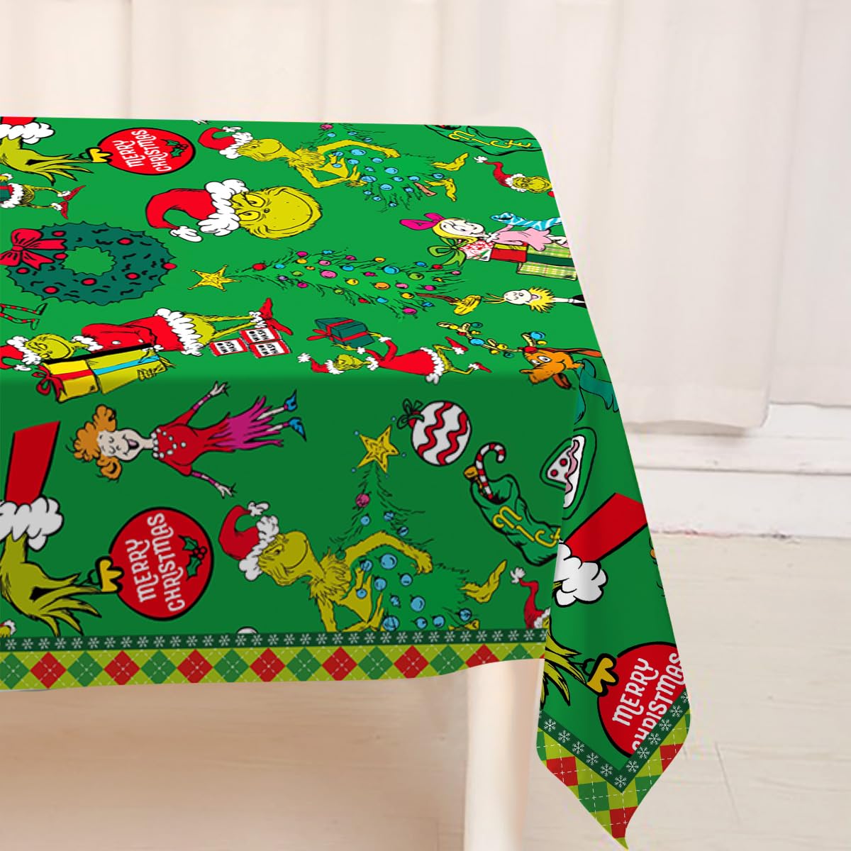Runner da tavolo in lino, tovaglia decorativa natalizia Grinch, verde, 33 x 183 cm, decorazione invernale per la tavola | Leroy Merlin