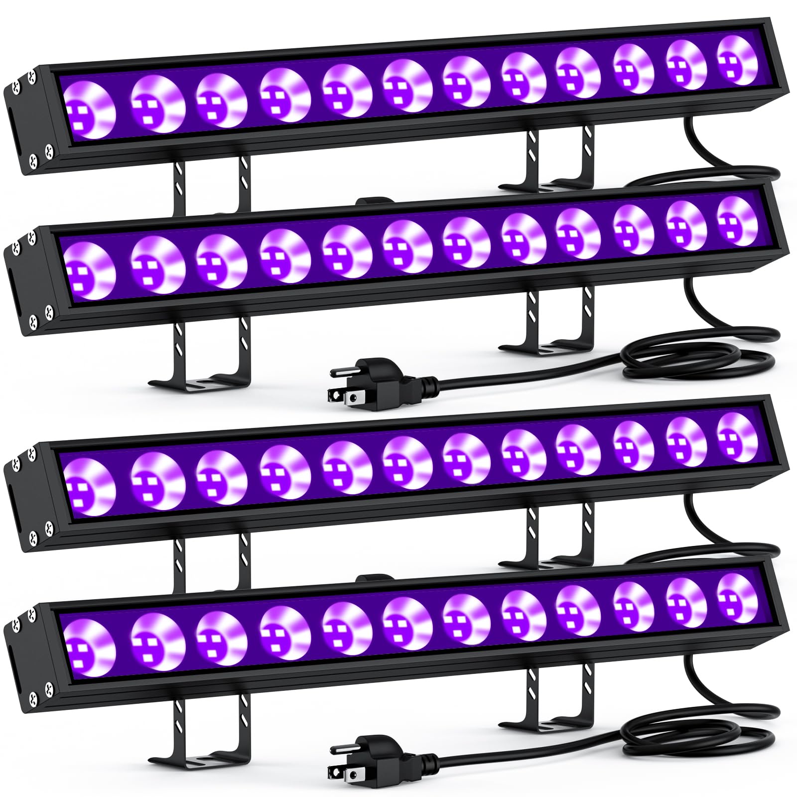 40W LED Black Light Bar HWay Black Lights for Glow Party Blacklight with Plug Each Light Up 484 Sq.ft Area Glow Light for Halloween Fluorescent Body Paint Stage Lighting Bedroom 4PACK …