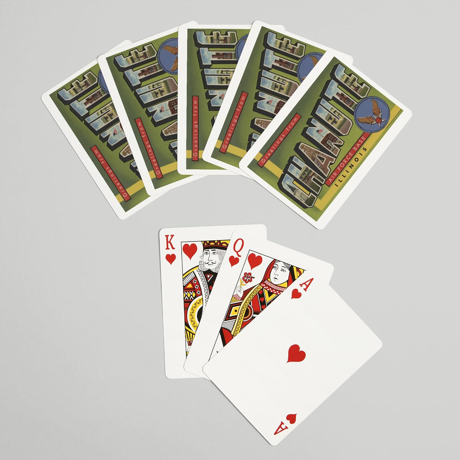 Lantern Press Illinois, Chanute Air Force Base, Large Letter Scenes, 52 Playing Cards for Adults, Poker Size Card Deck
