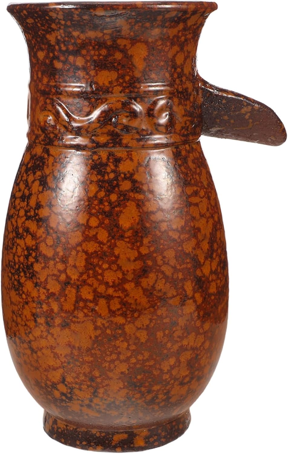 Angoily Vintage Handmade Ceramic Jar Water Fountain with Side for Smooth Waterfall Flow Indoor Outdoor Tabletop Decor for Garden Fish Tank Patio and Aquariums