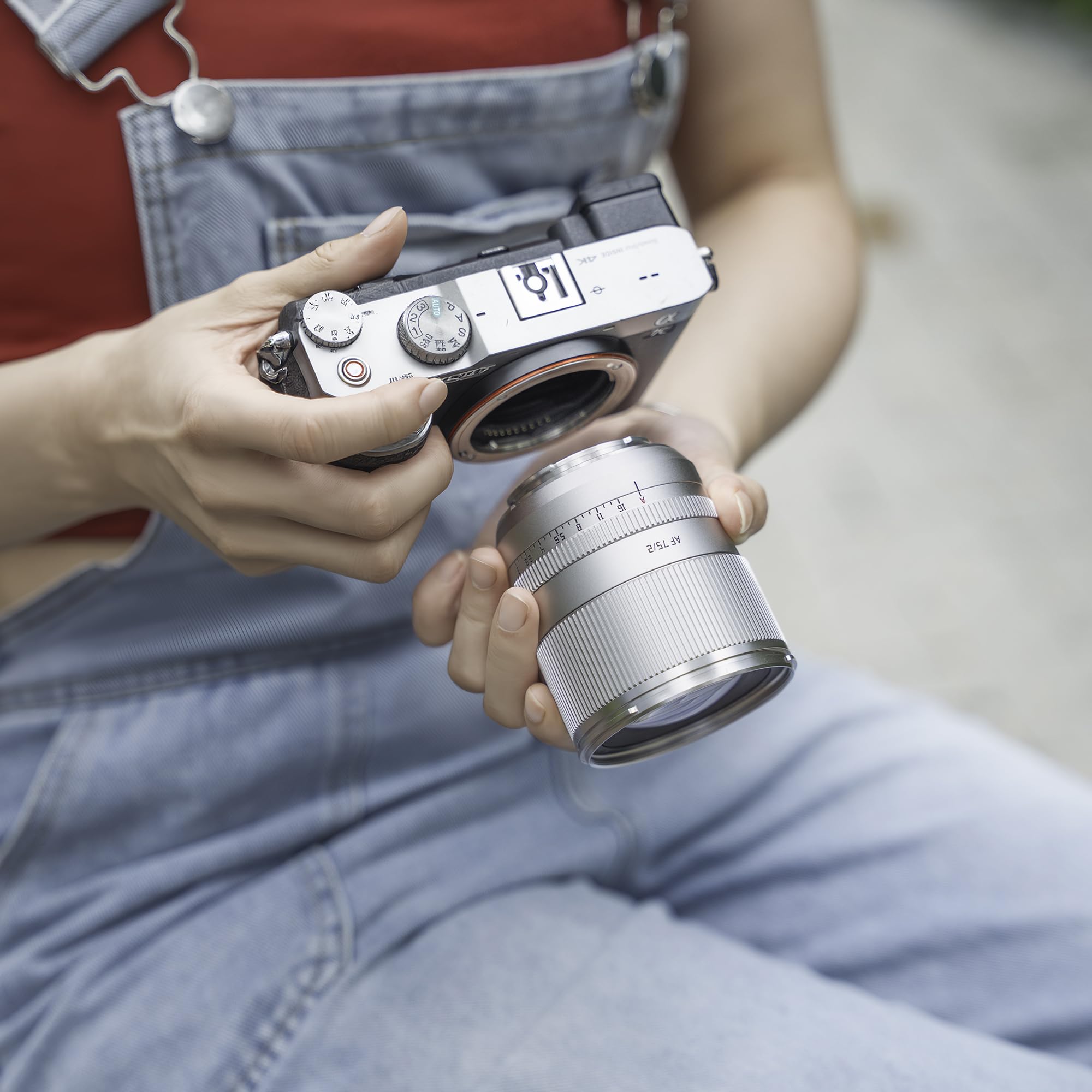 TTARTISAN AF 75mm F2 Srebrny Obiektyw do Kamery Auto Focus Obiektyw Pełnoklatkowy do Portretów (dla L)