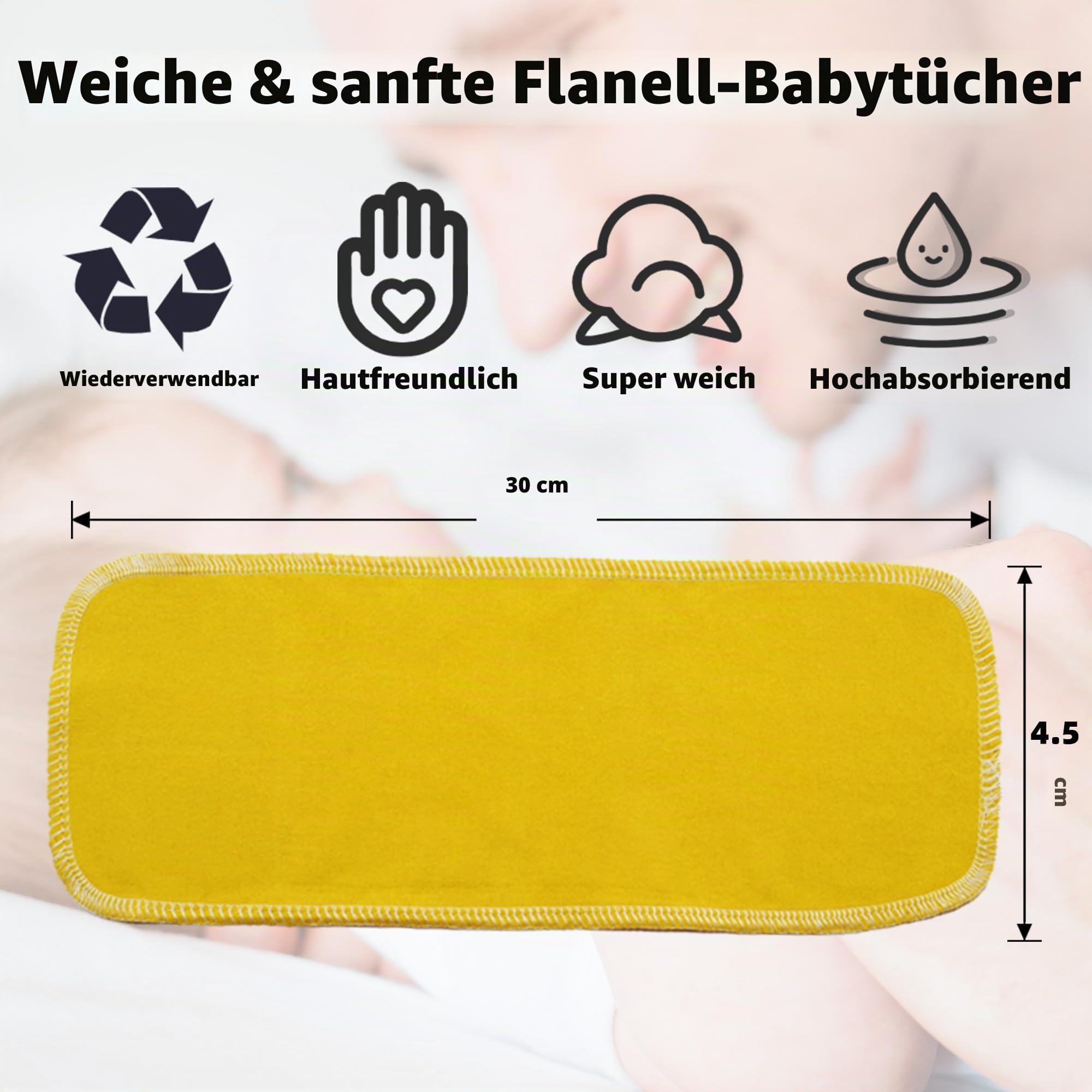 Wiederverwendbares Toilettenpapier, waschbare Rolle - 60 Stück, saugfähige Bidet-Tücher, nachfüllbar, papierlose Handtücher für Wohnmobil, Wohnmobile, kein Abfall, Toilettenpapier Handtücher