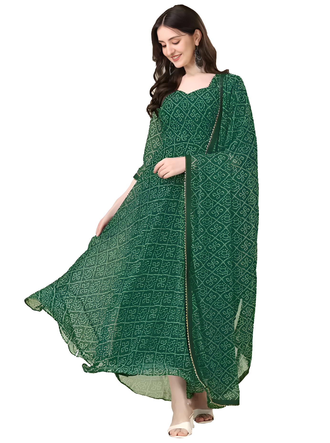 VIDYA FASHION MARTPremium Bandhani Anarkali Kurta Set: Hand-Dyed, Traditional, and Elegant