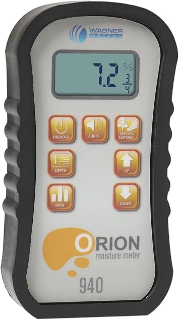 Orion 940 Pinless Wood Moisture Meter by Wagner Meters I Accurate, Non-Damaging, Dual Depth Lumber Moisture Measurement, Data Collection & Storage, On-site Calibration Standard Calibrator