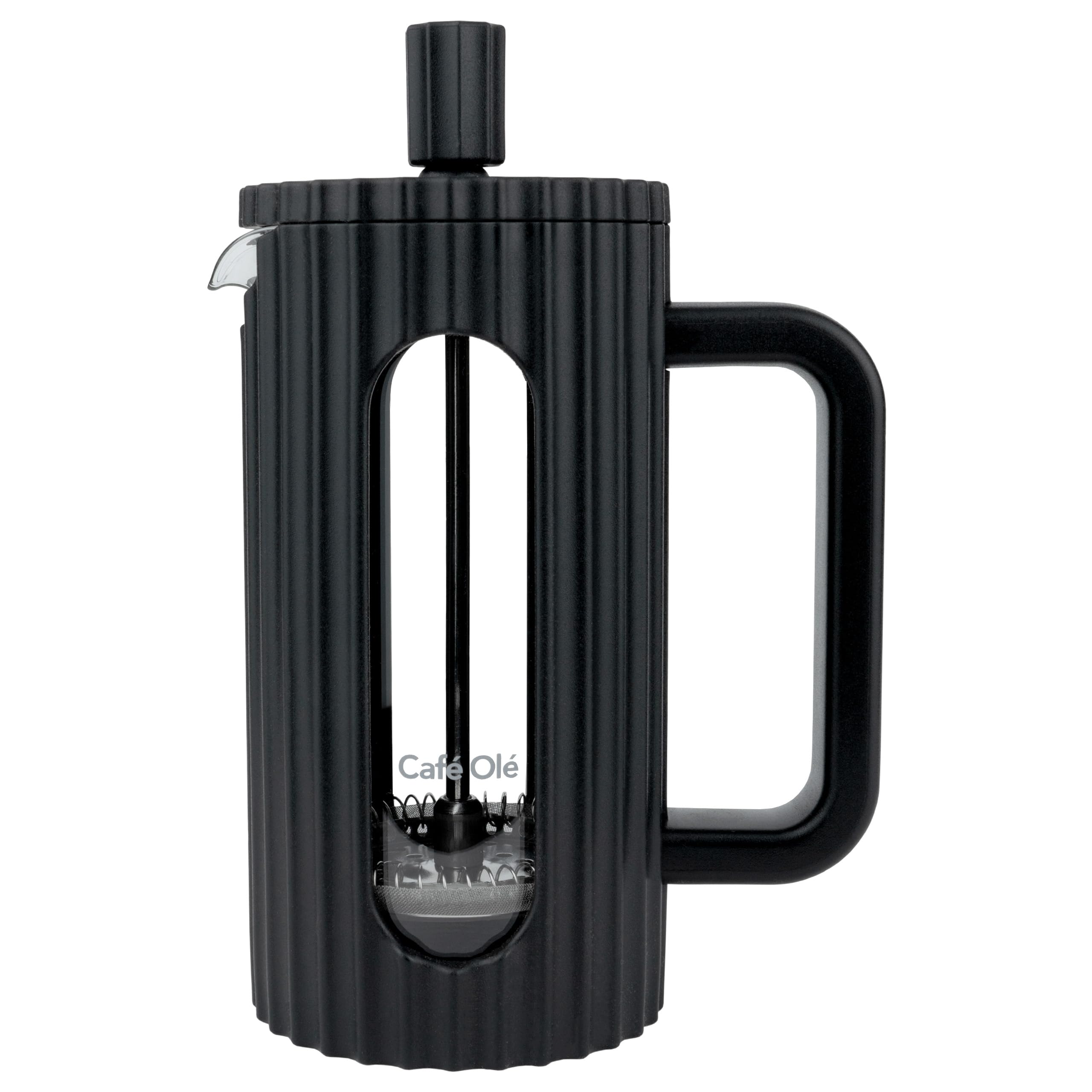 Café Olé Ciao Cafetière 1 Mug / 3 Espresso Cups, Stainless Steel Gauze, French Press, Black