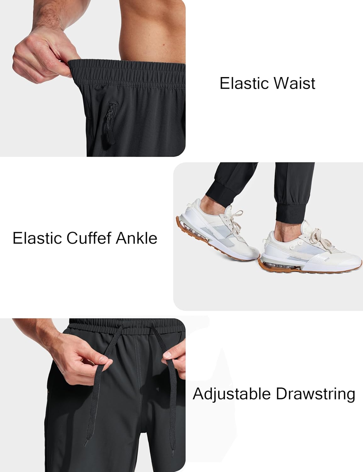 MAGCOMSEN Men's Joggers with Zipper Pockets Lightweight Hiking Sweatpants Athletic Pants for Men Running Workout Traning Gym - Image 4