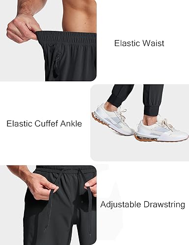 Miniatura 4 de MAGCOMSEN Pantalones deportivos para hombre con bolsillos con cremallera, pantalones deportivos ligeros para senderismo, correr, entrenamiento,