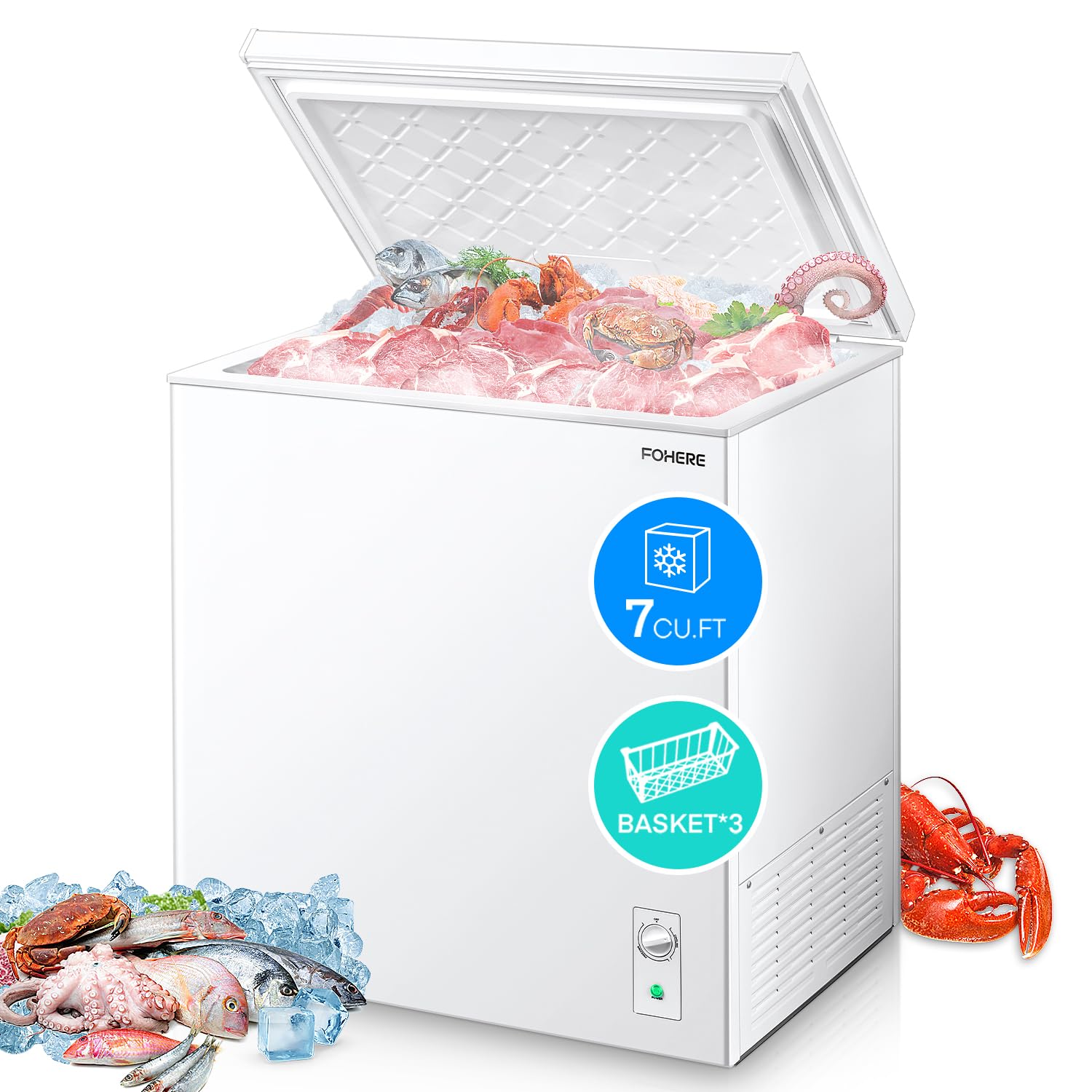 FOHERE UR-BD202-DQ 7 cu ft Chest Freezer White