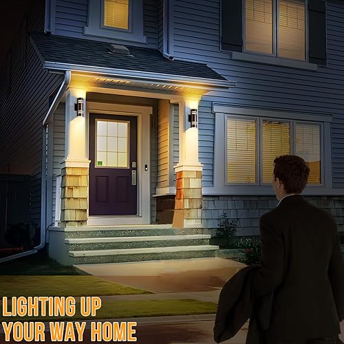 Miniatura 7 de wowlite Paquete de 2 luces para exteriores del atardecer al amanecer, modernas luces de pared para exteriores con certificación ETL, luces