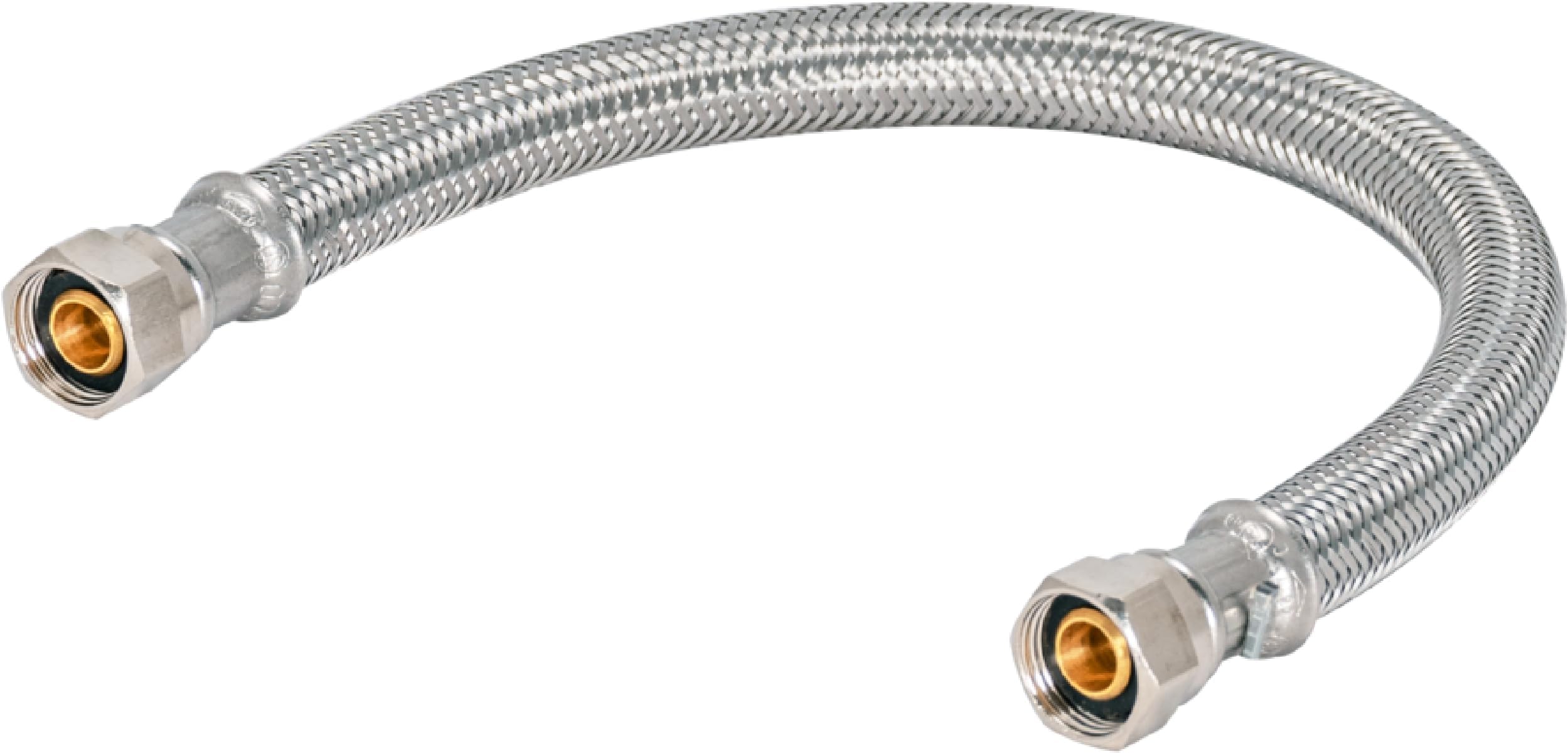 Eastman 16 Inch Steel-Flex Flexible Faucet Connector, 3/8 Inch x 3/8 Inch Compression Connection, Braided Stainless Steel Faucet Supply Line, 48074