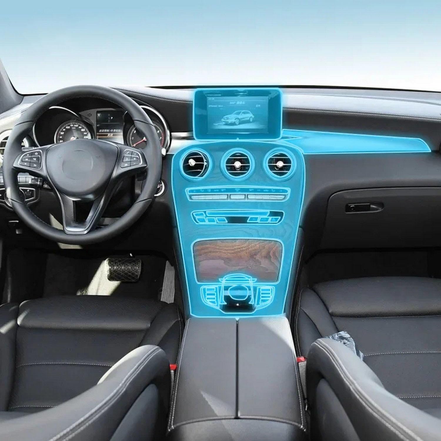 Film TPU Mercedes GLC X253 Protégez votre Console Centrale des Voyages en Famille