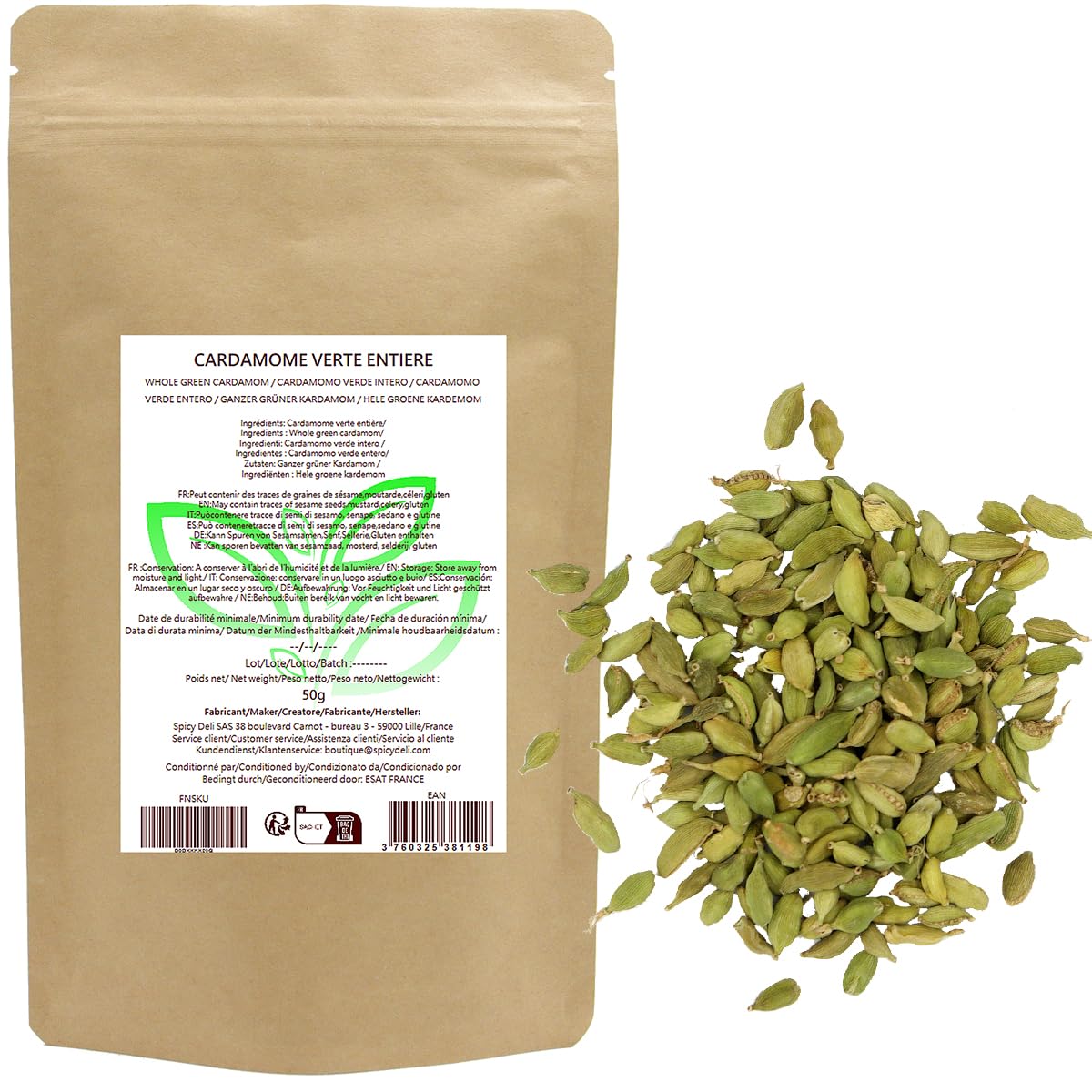 Cardamome Verte Entière 50gr "sachet refermable"