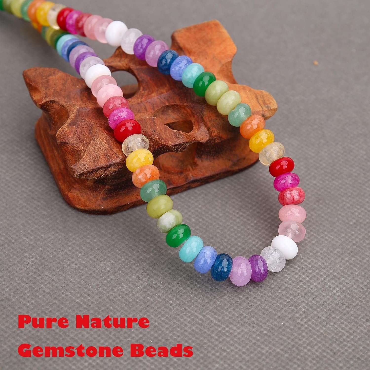BONNY BOXX 1 Strand Natural 5 * 8mm Mulitcolor Rondelle Beads, Natural Abacus Disk Stone Beads Loose Spacer Gemstone for DIY Bracelet Necklace Jewelry Making