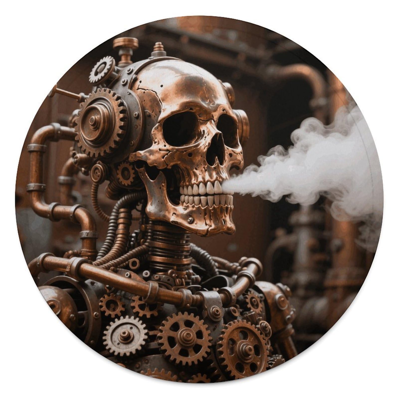 Steam - Punk Metal Skull Blanket Round Soft Blankets Fashion Beach Blanket Lightweight Breathable Flannel Throw Blankets Yoga Mat Meditation Picnic Rug for Bed Couch Car 59 Inch