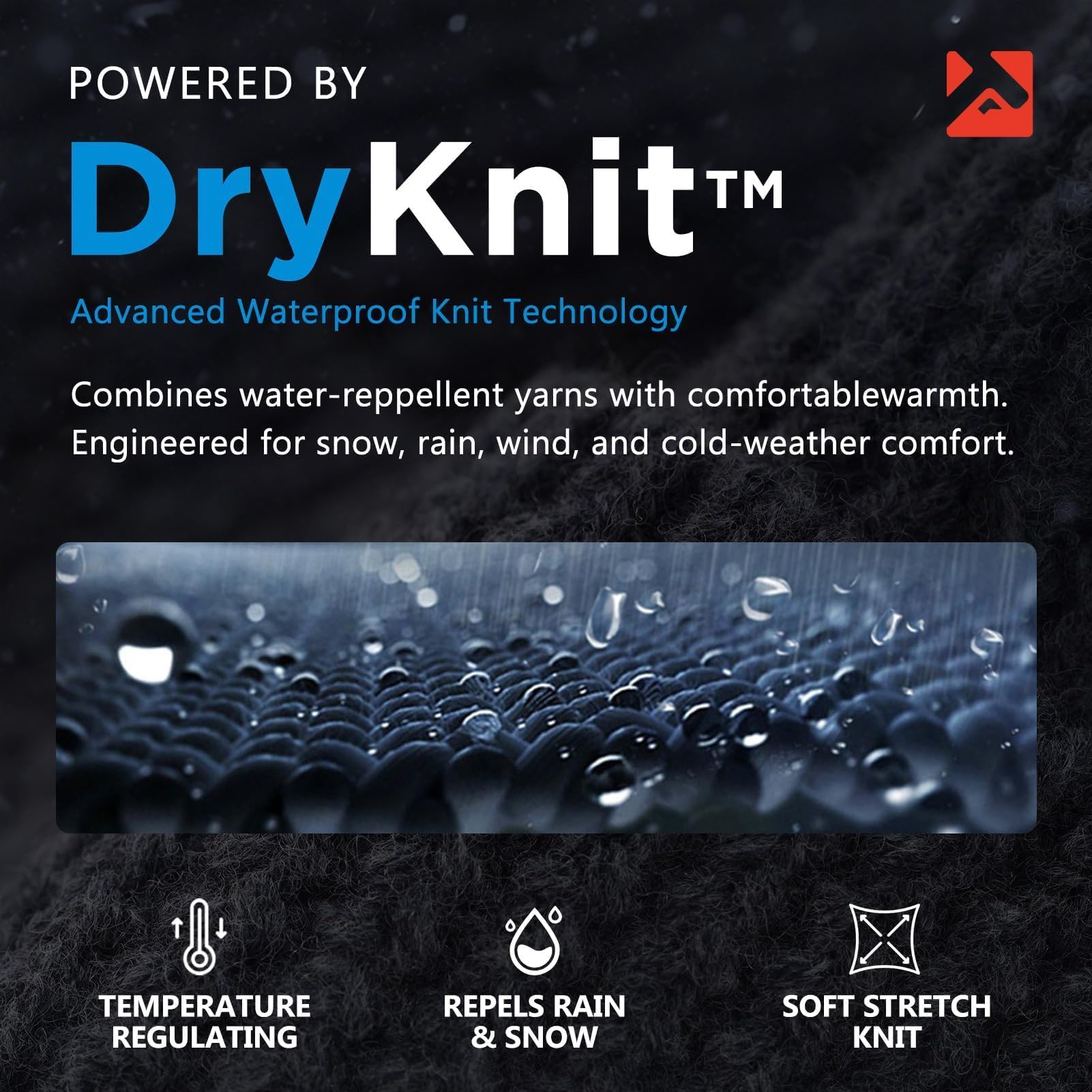 TOP-EX DryKnit™ - Berretto da uomo con visiera in 80% lana merino, impermeabile, con paraorecchie e fodera in pile, con visiera termica invernale da golf, per la stagione fredda, M-XXL, Nero , M/L
