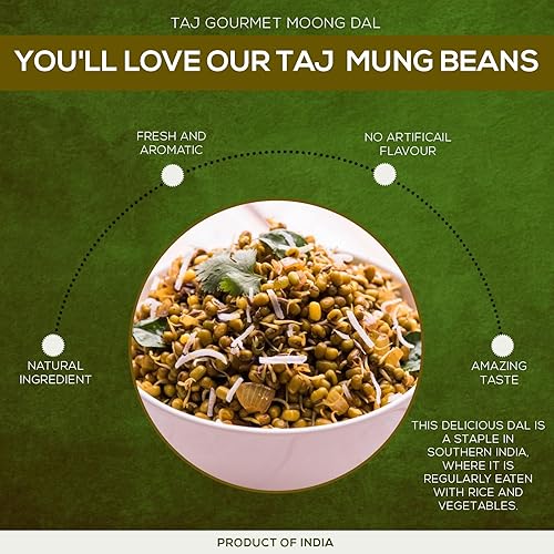 Miniatura 5 de TAJ Premium Indian Moong Dal Entero, Frijoles Mung, tarro de 3.5 libras