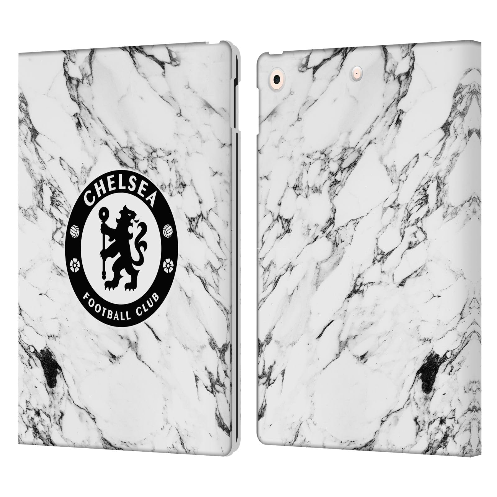 Head Case Designs Licenza Ufficiale Chelsea Football Club Bianco Marmoreo Cresta Custodia Portafoglio in Pelle Compatibile con Apple iPad 10.2 2019/2020/2021