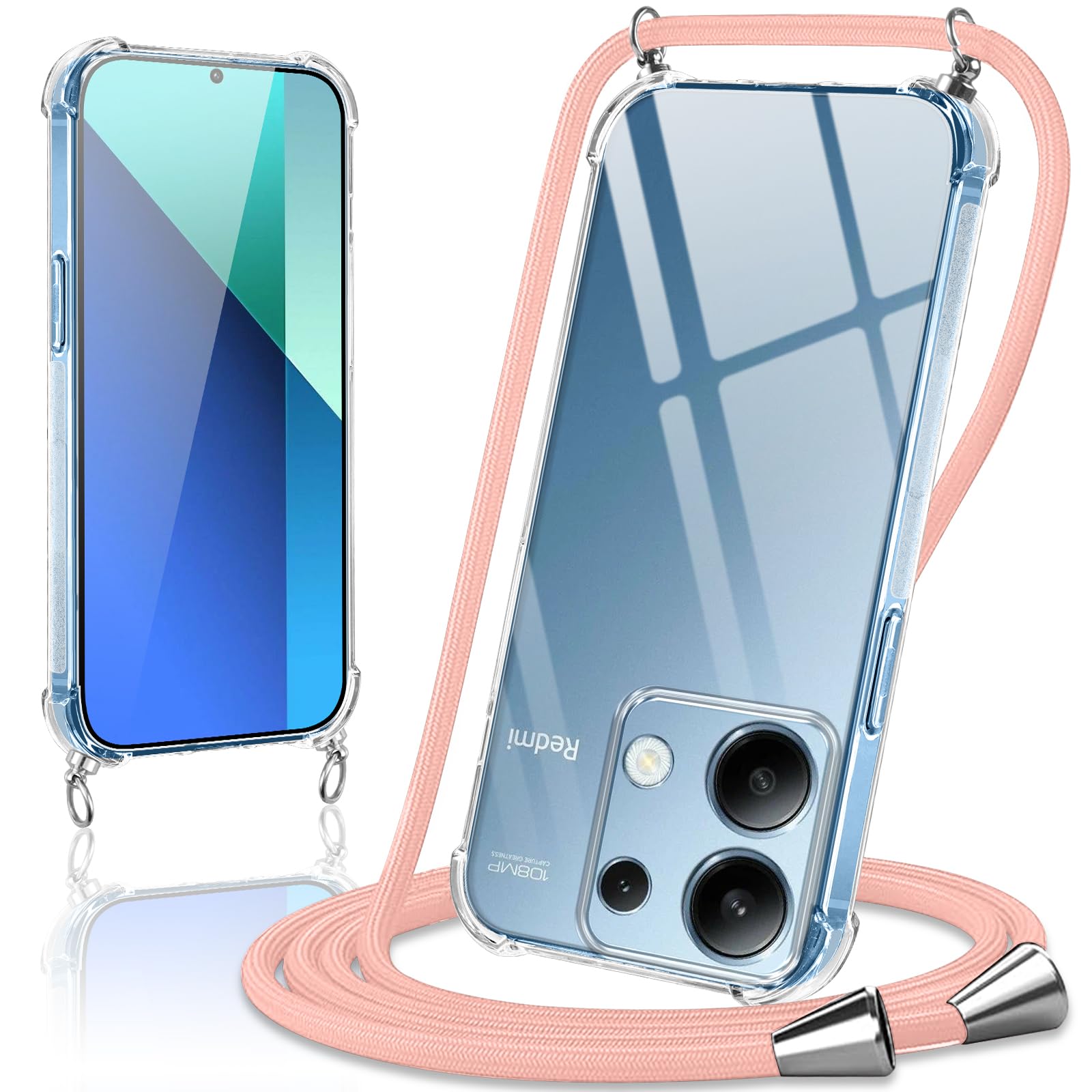 Yojiong Cover con Cordino per Xiaomi Redmi Note 13 Pro 4G / Poco M6 Pro 4G (6.67), Custodia con Laccio Collana smartphone Liquido Silicone [Antiurto] [An tiGraffio] [Antiscivolo] Case, Verde