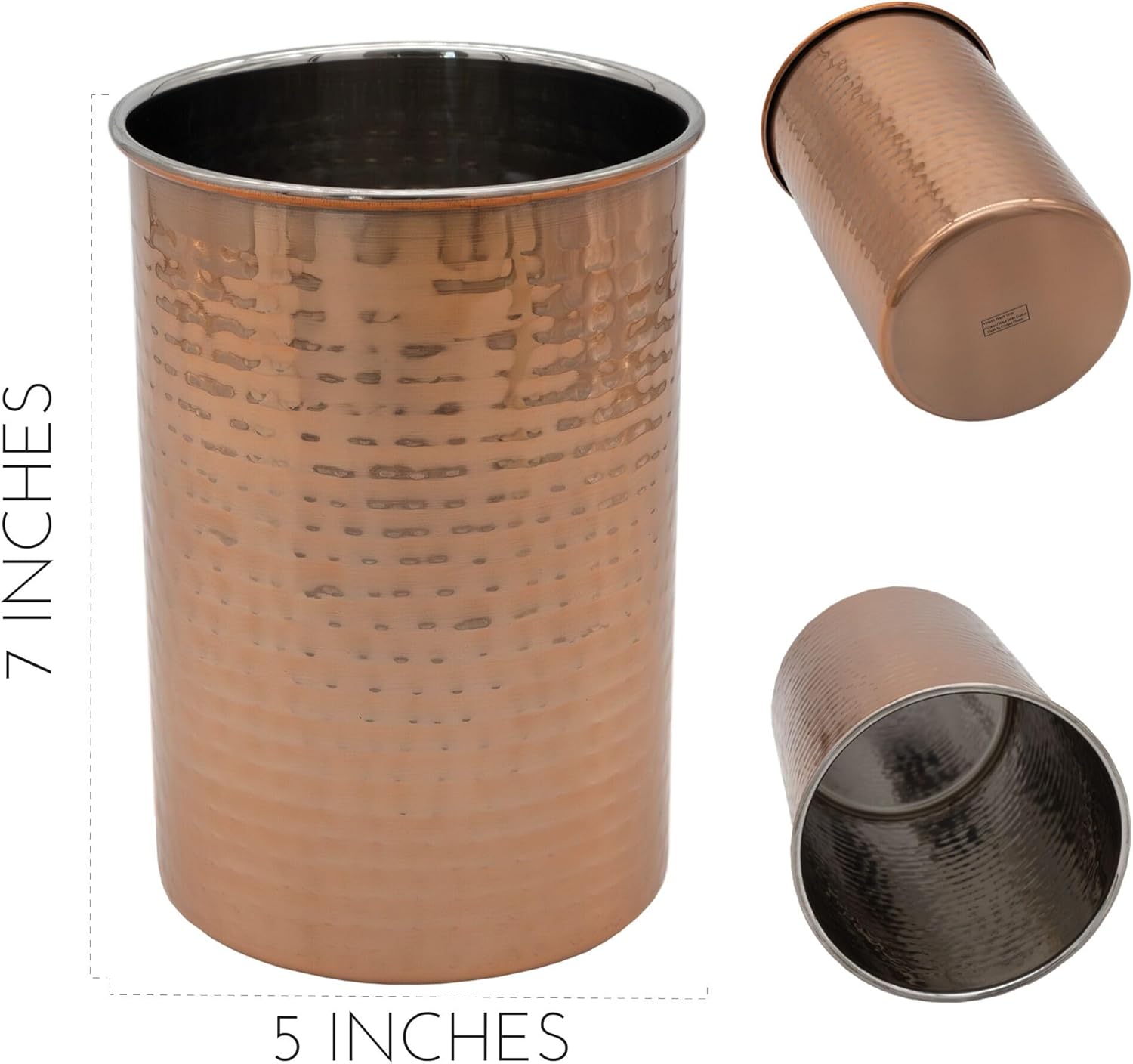 Darware Copper Coated Kitchen Utensil Holder / 7-Inch Tool Caddy, Store All Your Wooden Spoons, Spatulas, & More
