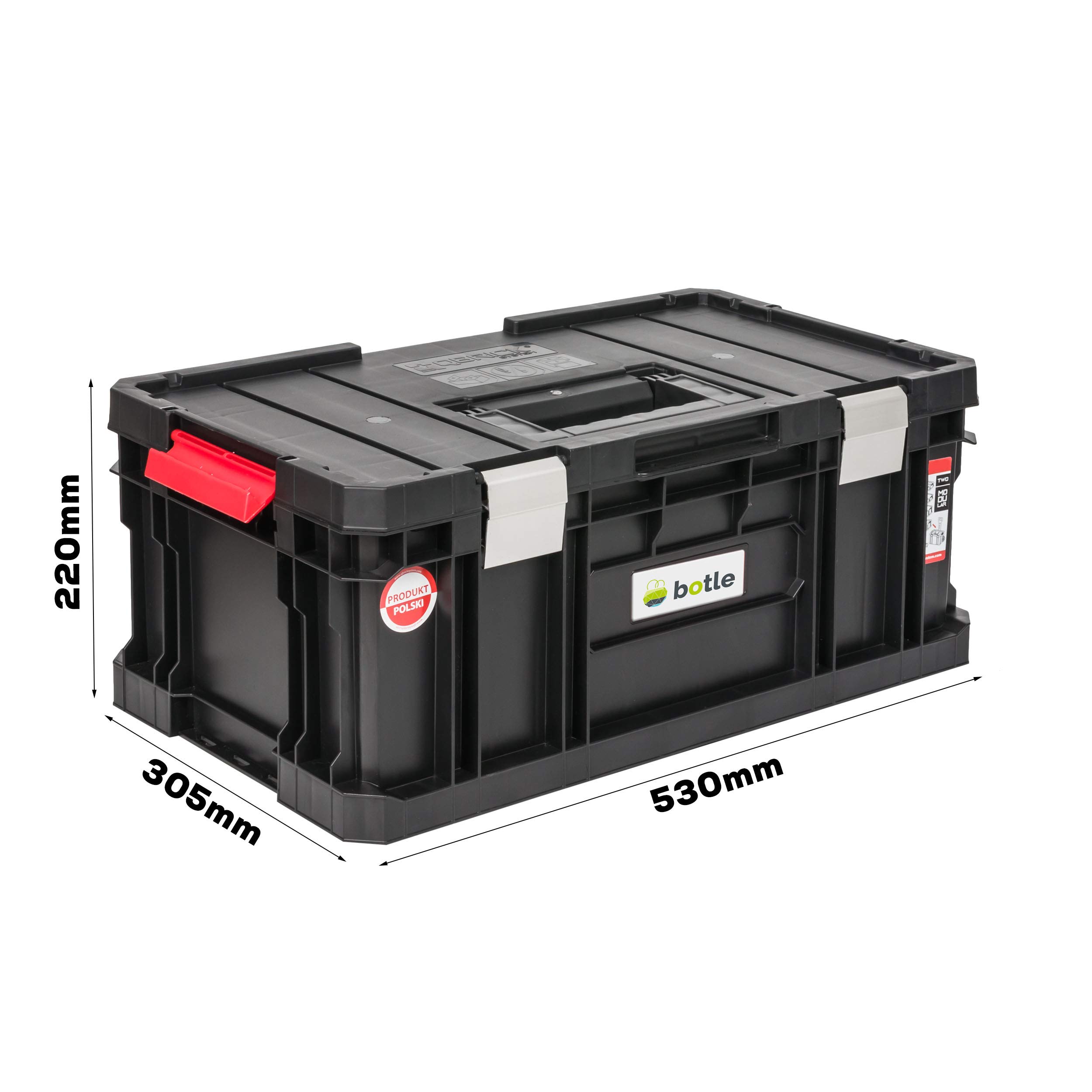 Cassetta Porta Utensili Portatile, in Plastica, Nero, 31 x 53 x 22 cm