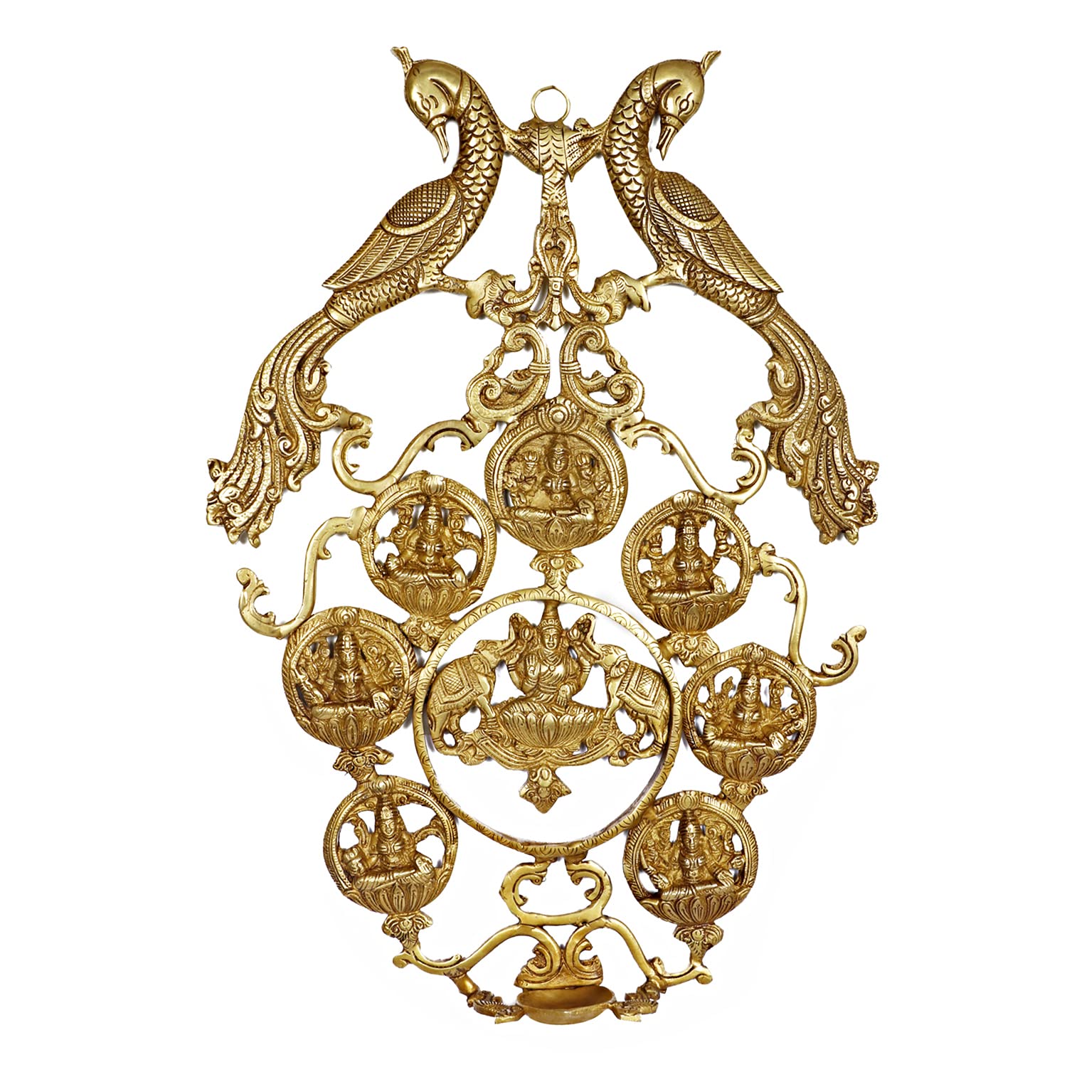 Statuetta Ashta Lakshmi In Ottone - Dea Della Prosperit&agrave; Altezza 12,7cm Per Decorazione E Pooja