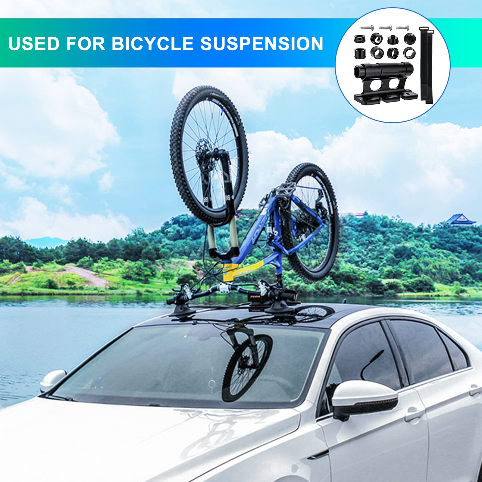 Soporte de horquilla para bicicleta: bloque de bicicleta versátil con liberación rápida, horquilla de aleación de aluminio, soporte de horquilla para bicicleta con clip fijo, soporte de horquilla para