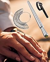 Vista 6 de Meowoo Juego de herramientas de medición de anillo, medidor de anillos con lupa, herramientas de medición de mandril de anillo sólido cónico