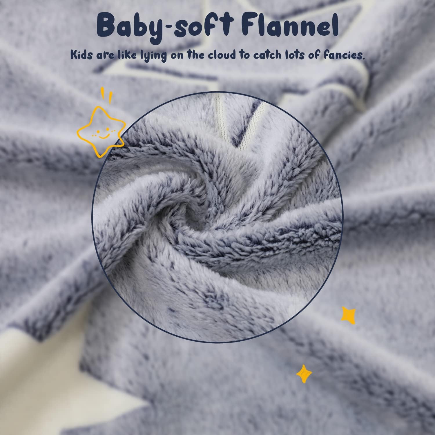 Glow in The Dark Throw Blanket for Kids, Winthome Luminous Cute Blanket with Star Pattern,Birthday Unique Gift for Children,Soft and Durable,51.1"x66.9"