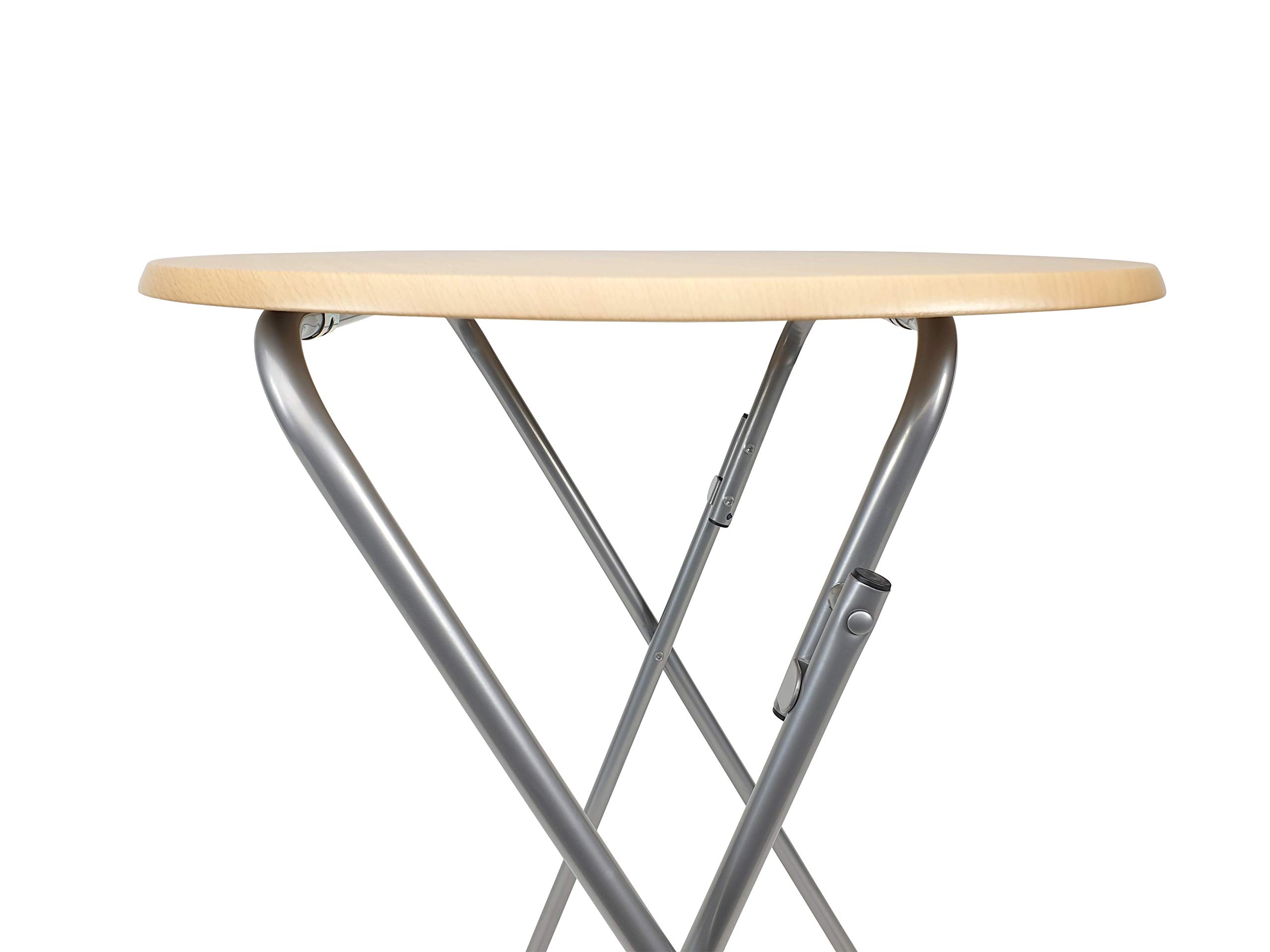 The Secret Home - Mesa Redonda Plegable de Madera - Color Madera Natural - Alto: 66 cm x Diámetro: Ø48 cm - Ideal para Cocina, Terraza o Jardín