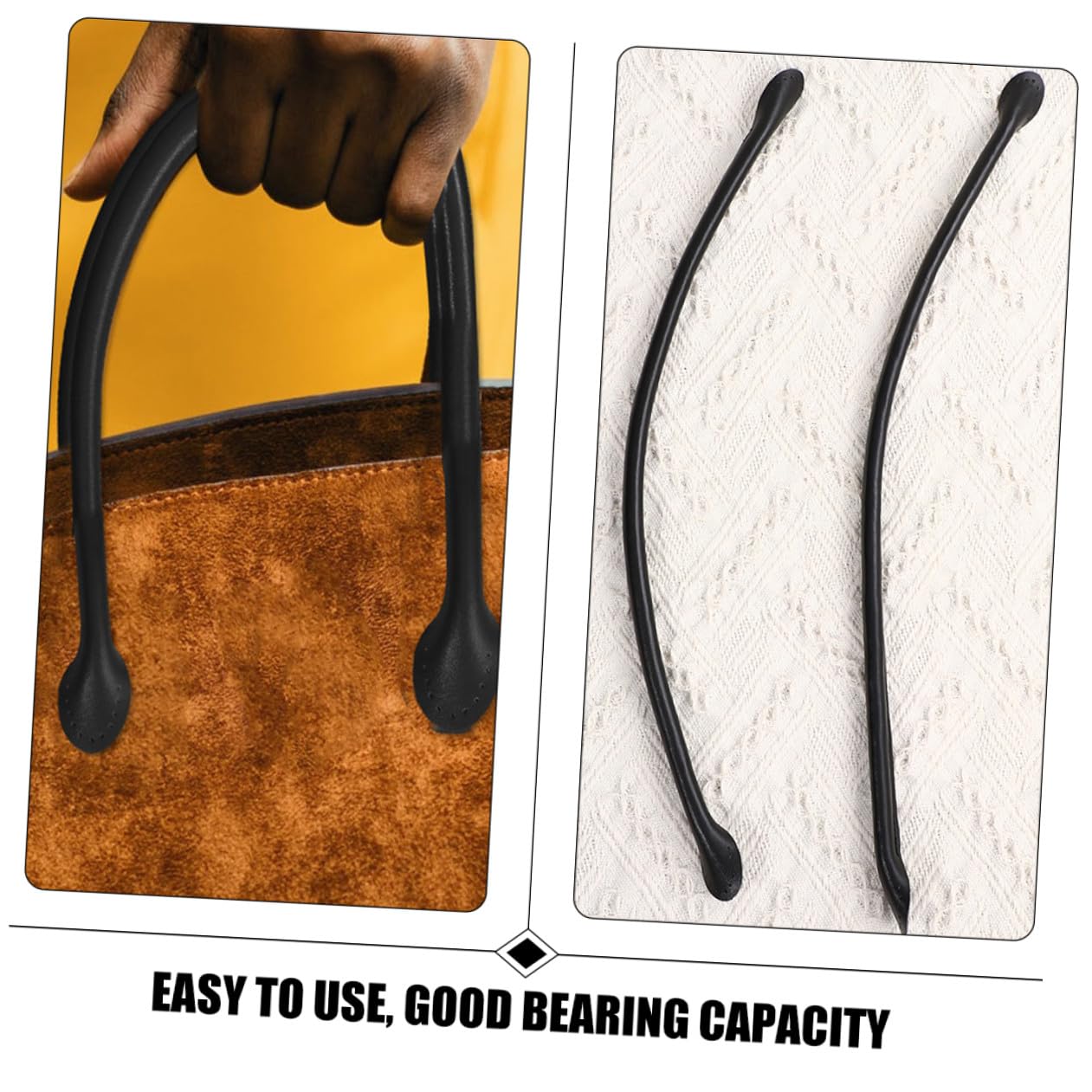 Housoutil 10 Piezas Mango de Bolso de Cuero PU Negro para Reemplazo y Manualidades Accesorios Resistentes para Bolsos Asas para Costura DIY y Reparación de Bolsas