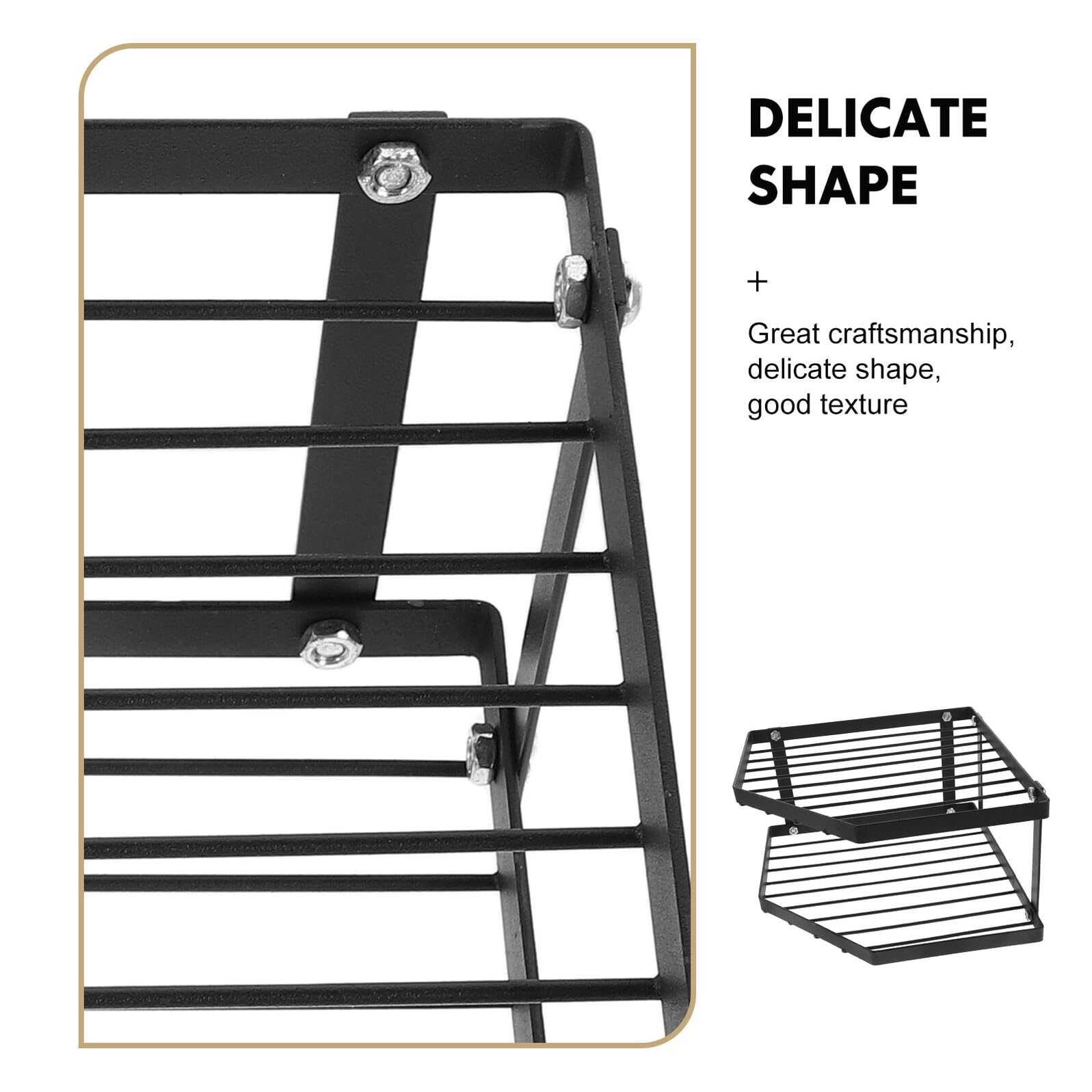 Organizador de Encimera de Cocina Metálico Negro Doble Capa 34X12 CM Estante Esquinero para Ollas y Especias Soporte Resistente para Almacenamiento en Cocina y Ahorro de Espacio