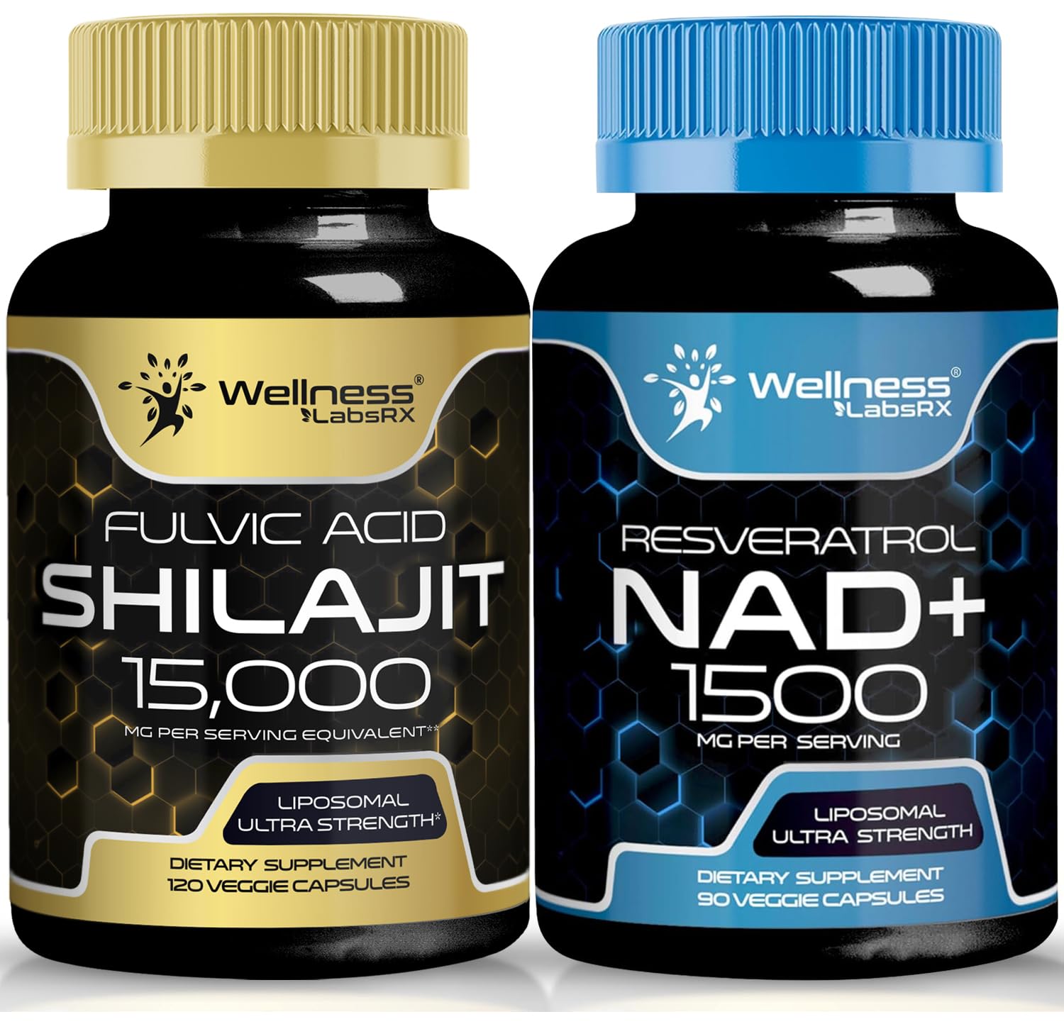 NAD Supplement, 1500mg - Liposomal NAD+ Supplement with Resveratrol, NAD Plus Boosting Supplement │Shilajit Pure Himalayan Organic Capsules with Naturally Occuring Fulvic Acid