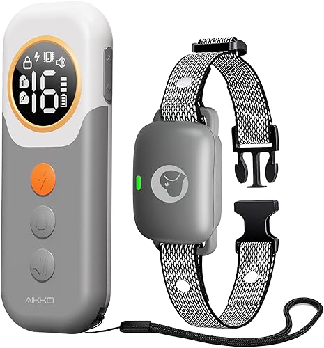 Miniatura 1 de Aikko Collar de choque para perro - Collar electrónico recargable con control remoto de 2400 pies (gris)