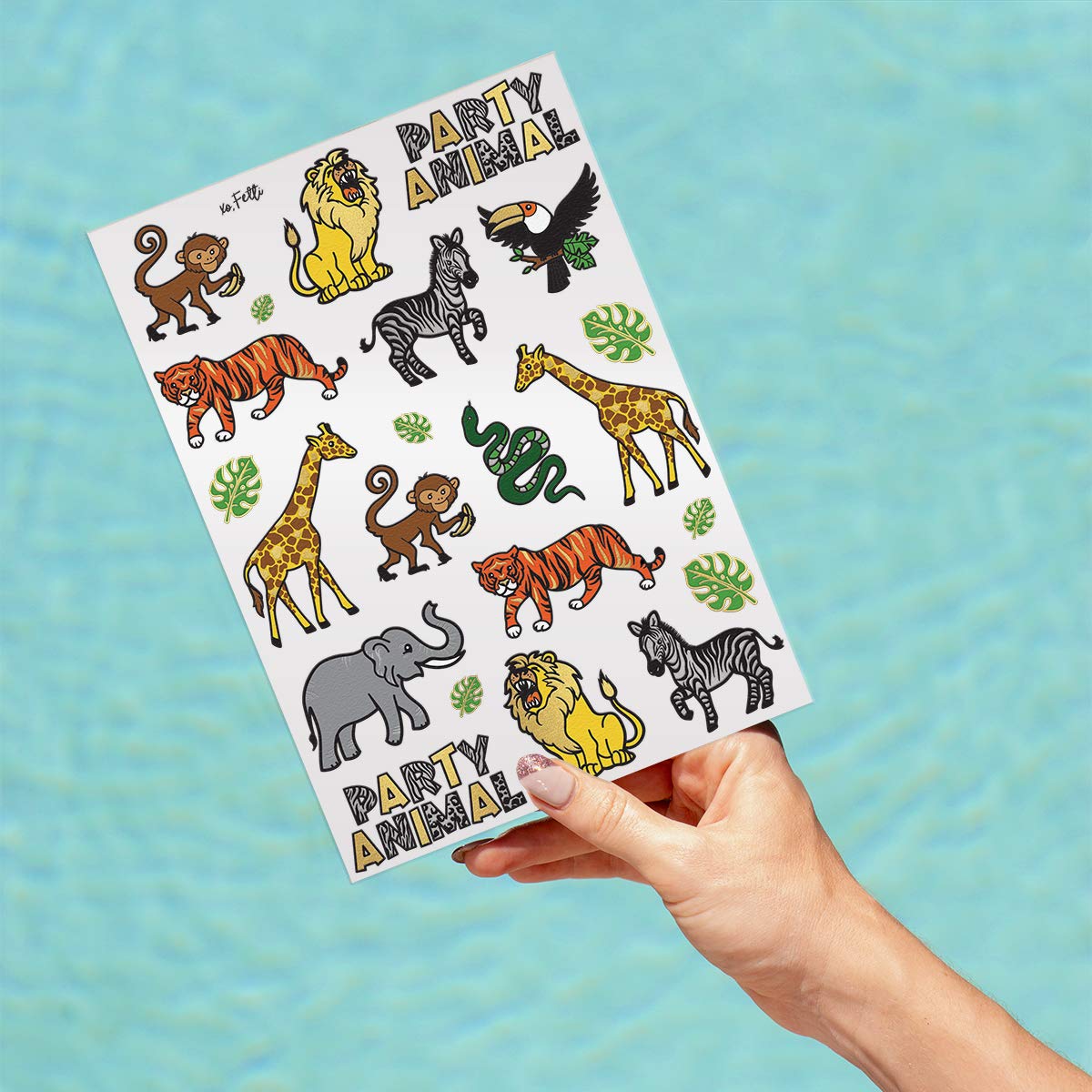 xo, Fetti Jungle Temporary Tattoos for Kids 30 styles Zoo, Boys