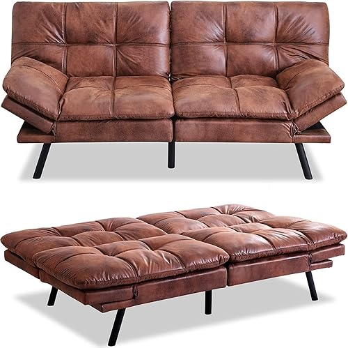 Opoiar LoveSeat - Sofá cama futón, sofá cama convertible de espuma viscoelástica, moderno con reposabrazos y respaldo ajustables, juegos de futón