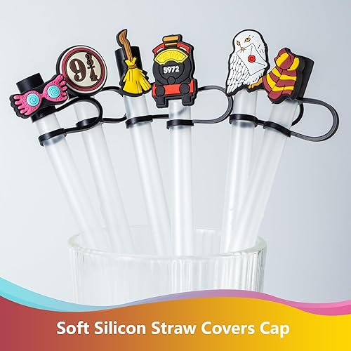 Miniatura 3 de 6 tapas de paja HP Harry para vaso Stanley Cup de 40 onzas  30 onzas, 0.394 in, reutilizable, lindo popote negro para beber, accesorios protectores