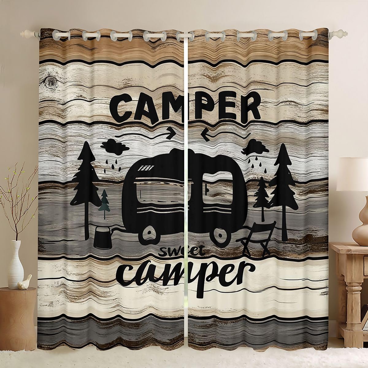 Homewish Lot de 2 Rideau Occultant 140x175cm Camping-Voiture Camping-Car