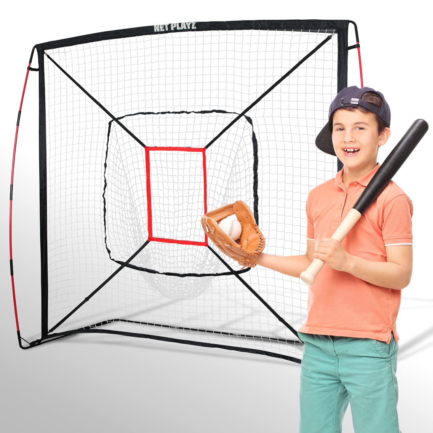 NETPLAYZ Baseball Net - Pitching Net/Hitting Net Softball Baseball Gifts | Batting Practice Training Tools for Kids, Children & Teens