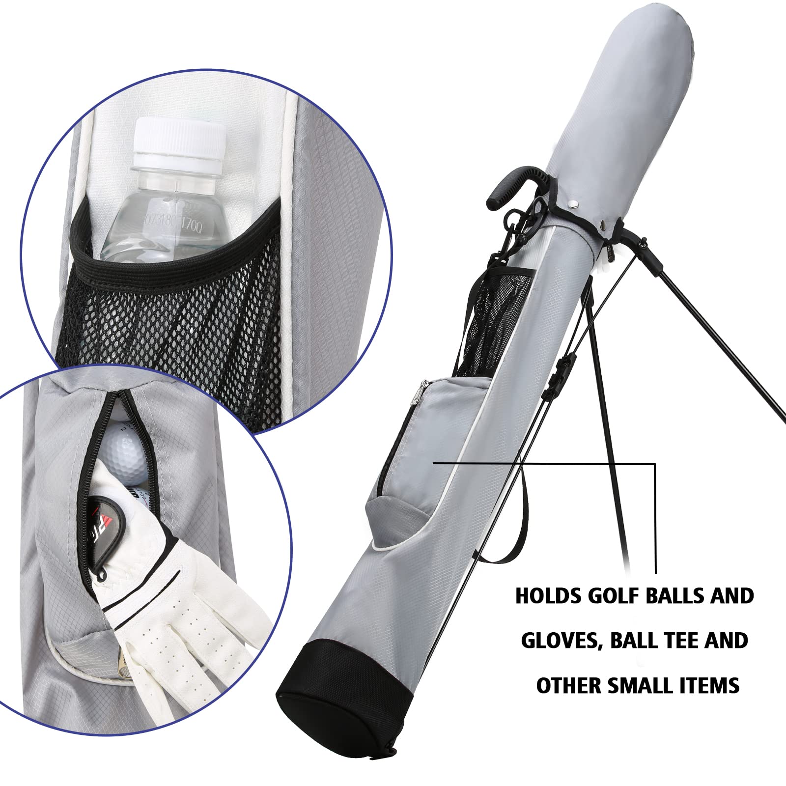 PGM Bolsas de Golf - Bolsa de Golf Ligera PGM con Correa y Soporte - Bolsa de Golf fácil de Transportar y Duradera - Bolsa de Golf con Soporte para el Campo de conducción, par 3 y Campos ejecutivos -