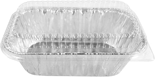 Pactogo Mini moldes desechables de papel de aluminio de 1 libra con tapas transparentes de cúpula baja (paquete de 40 juegos)