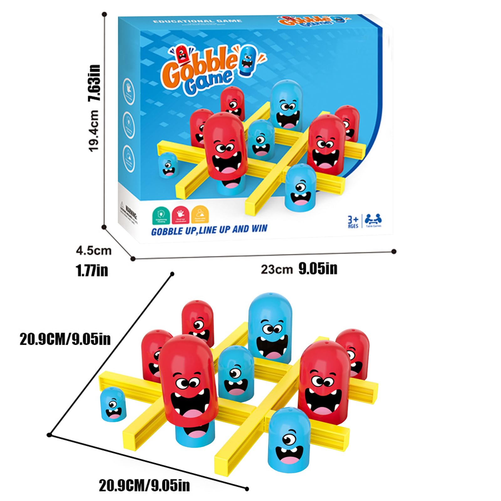 Tic Tac Toe Spiel ‚Big Eat Small‘ – Lustiges Brettspiel Für Kinder & Erwachsene, 2 Spieler