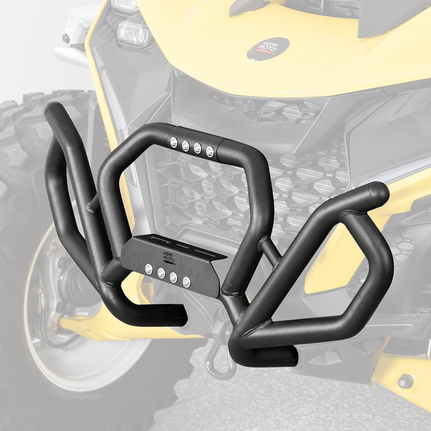 KEMIMOTO Front Bumper and Nerf Bars Compatible with Can Am Maverick R MAX X RS 2024+, Combined Front Brush Guard Protector Coverage Full End Protection Accessories, Replace #715010071