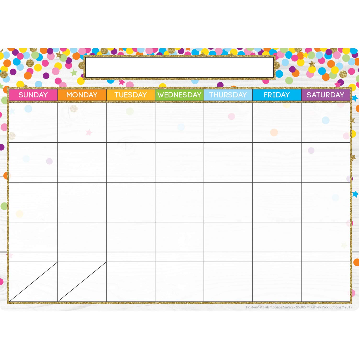 Ashley Productions Smart Poly Single Sided PosterMat Pals Space Savers, Calendar Confetti Style, 13" x 9.5"