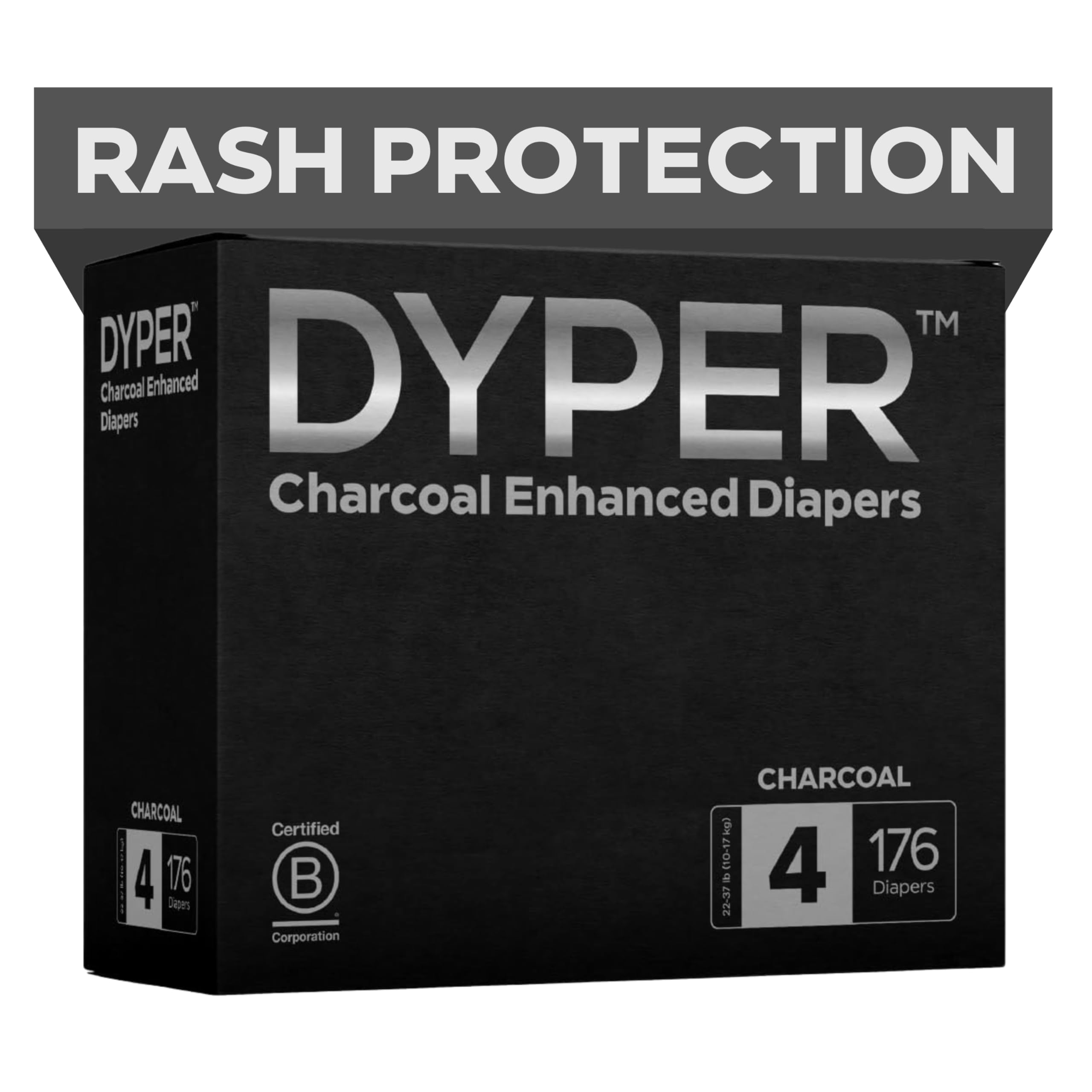 DYPER Charcoal Enhanced Diapers | Baby Diapers from Plant-Based* & Honest Materials | Day & Overnight Diapers | Disposable Diapers for Sensitive Skin
