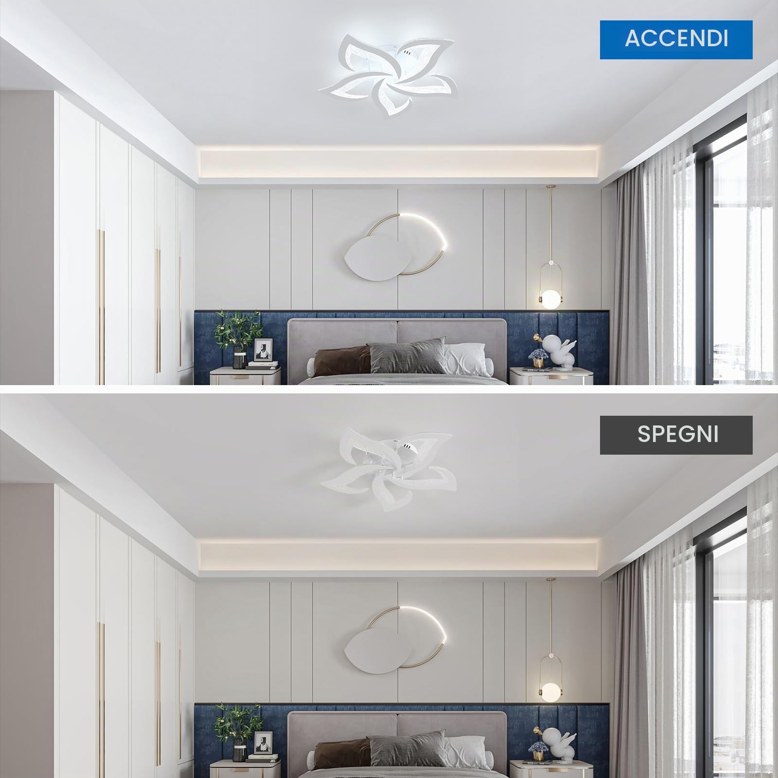 Plafoniera LED Soffitto 60W, 6500K Bianco Freddo | Lampadario LED Moderna Creativa A Forma di Petalo in Acrilico per Soggiorno Camera da Letto Sala da Pranzo Ufficio, 60CM