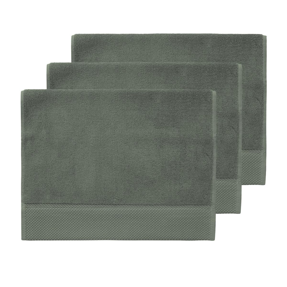 Serviettes invité Sensei Maison 40x60 cm eucalyptus lot de 3 essuie-mains en coton 560g