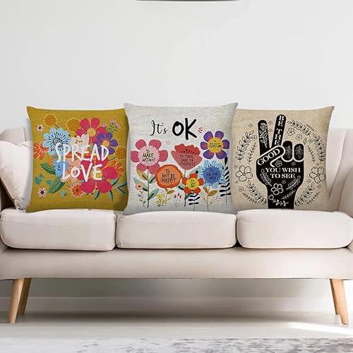 Miniatura 5 de Littlefa Regalos inspiradores - Funda de almohada con diseño de flores retro, funda de cojín decorativa para sala de estar, dormitorio, decoración