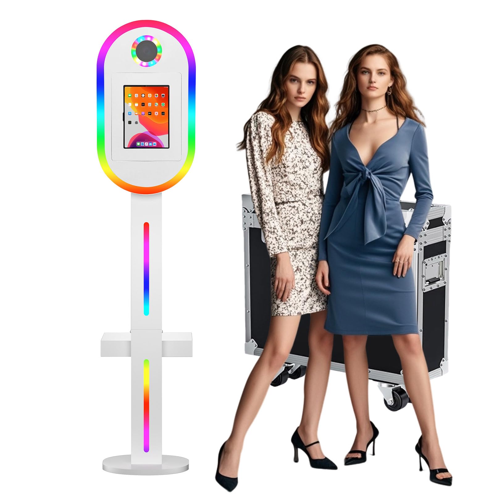 Tragbare Fotokabinen-Maschine, kompatibel mit iPad, RGB-Musik-Synchronisation, RGB-Licht, Selfie-Fotokabine mit Flughülle (Fotokabinen-Maschine)