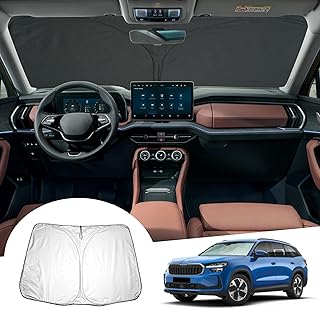 GAFAT Compatible with Skoda Kodiaq 2024 2025 / Kodiaq RS 2017-2023 Sun Protection Front Windscreen Inside, Kodiaq II Year of Manufacture 2024 Windscreen Parasol Sun Visor Cooling UV Protection Kodiaq