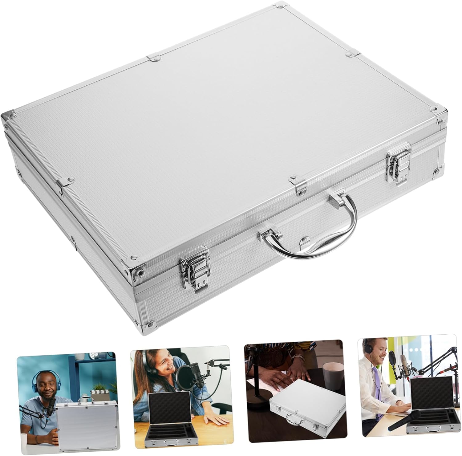 Microphone Case for Handheld Microphones Portable Storage Box with Handle Protective Hard Case Organizer for Mic Accessories for Ktv and Travel